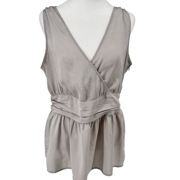 Banana Republic Dressy Deep V-Neck Sleeveless Blouse Side Zip Sz 14 Classy Top - Picture 1 of 11